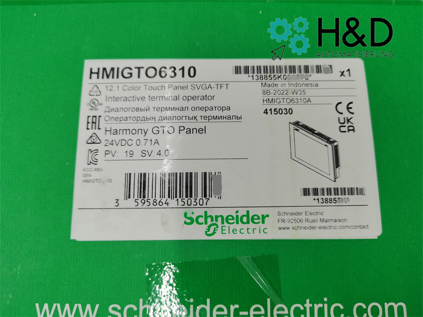 HMIGTO6310 Schneider Electric TFT de 12.1 pulgadas