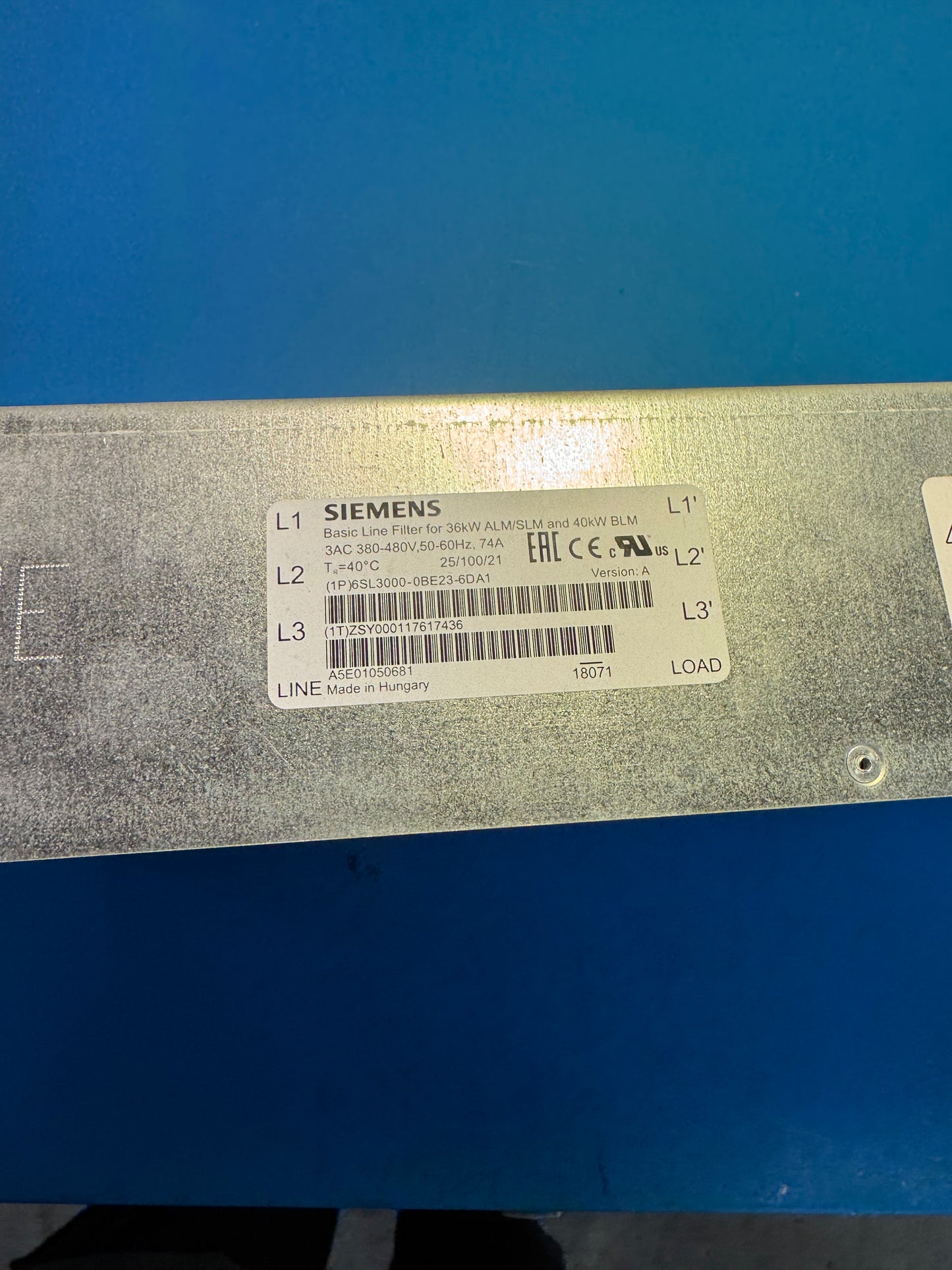 Базовый линейный фильтр Siemens для 36kW ALM/SLM и 40kW BLM