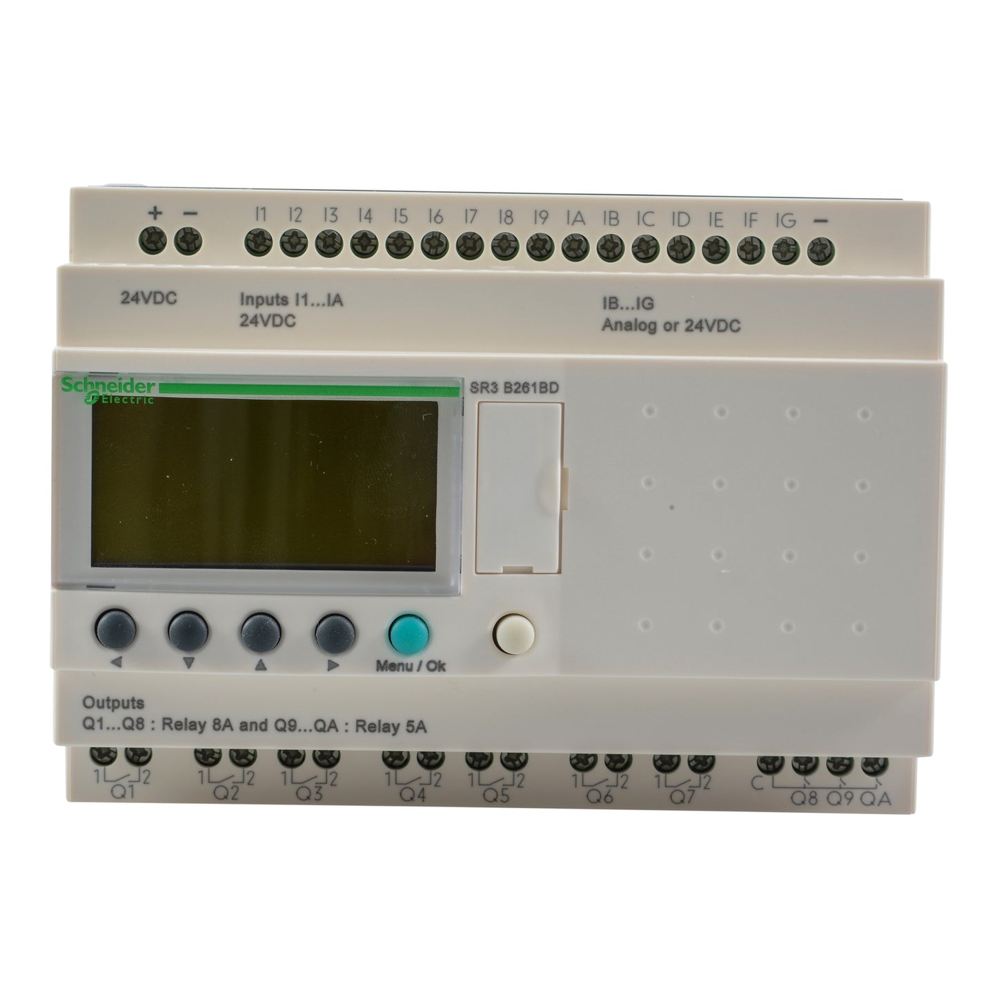 SR3B261BD Schneider Electric SPS-Steuerrelais, Zelio Logic, modulare Ausführung, 26 E/A, 24 VDC, Display, Uhr, Relaisausgänge