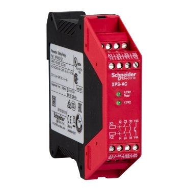 XPSAC5121 Schneider Electric блок безопасности аварийной остановки, 3 реле+1 транзистор, 24 В перем./пост. тока, фиксированный