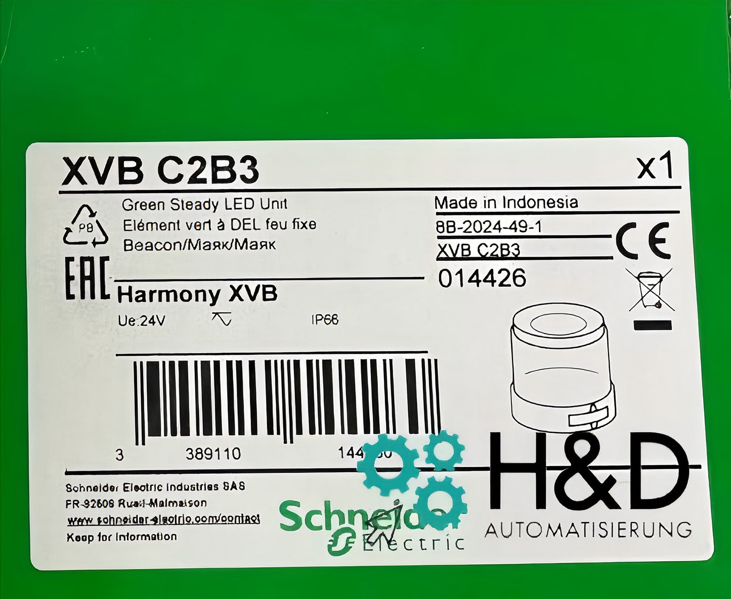 XVBC2B3 Schneider Electric Leuchtelement grün Dauerlicht