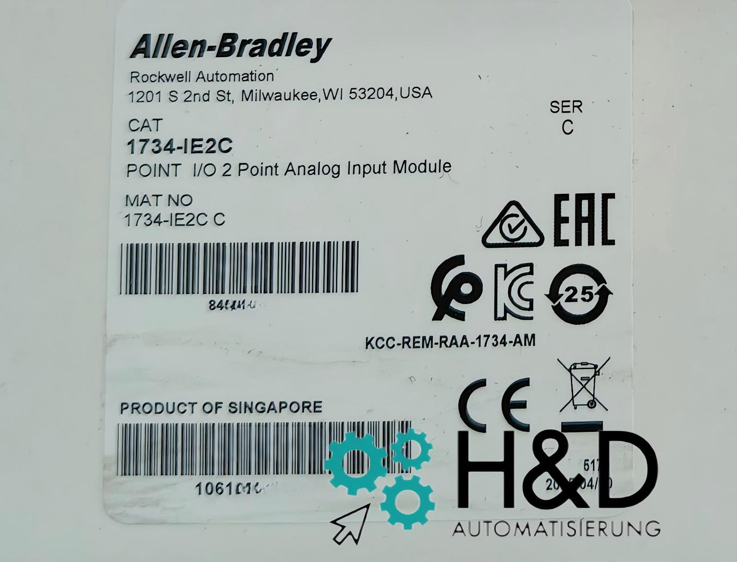 1734-IE2C Allen-Bradley Module d'entrée, POINT I/O, Analogique Neuf et Scellé