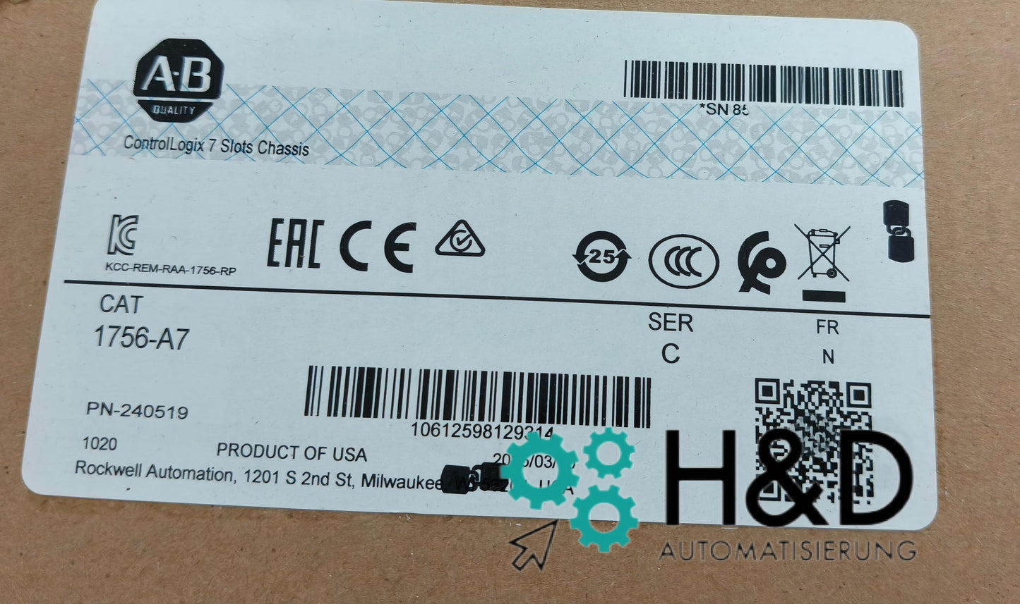 1756-A7  Allen-Bradley  Chassis, 7 Slot   New and Sealed