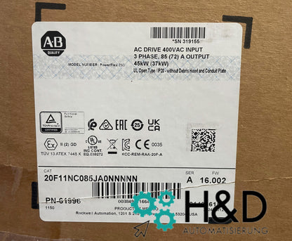 20F11NC085JA0NNNNN  Allen-Bradley   PowerFlex 753 AC Drive  New and Sealed