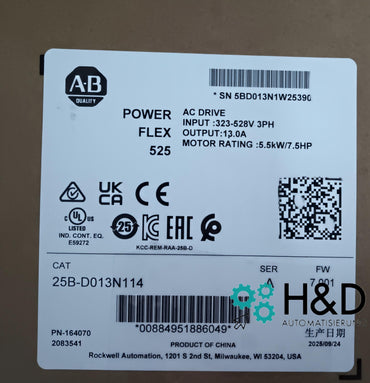 25B-D013N114 Allen-Bradley PowerFlex 525 5.5kW (7.5Hp) AC Drive New and Sealed