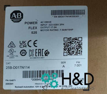 25B-D017N114  Allen-Bradley  PowerFlex 525 7.5kW (10Hp) AC Drive  New and sealed