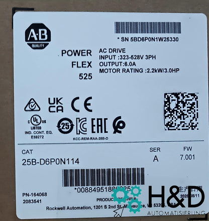 25B-D6P0N114    Allen-Bradley    PowerFlex 525 2.2kW