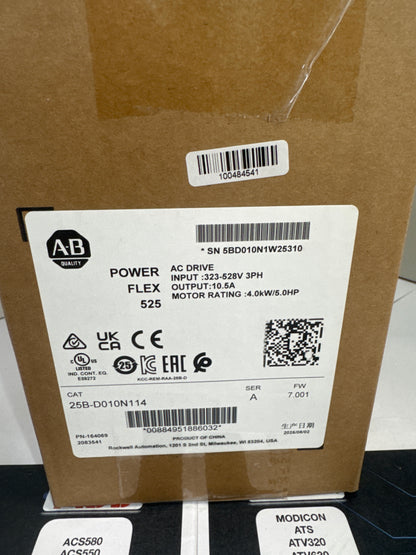 25B-D010N114    Allen-Bradley   PowerFlex 525 4kW   Neuf et scellé