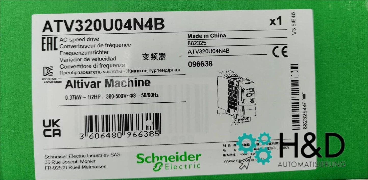 ATV320U04N4B Inversor Schneider Electric ATV320 0,37kW Nuevo y Sellado