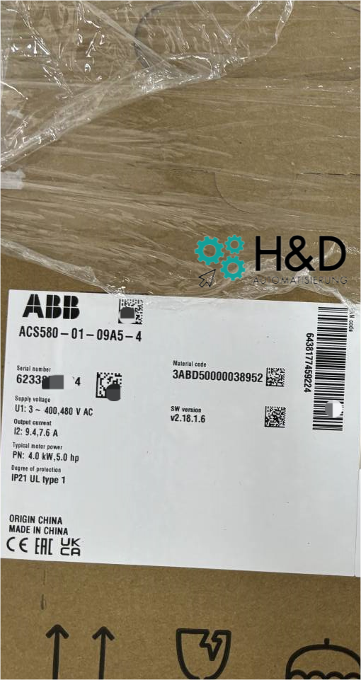 ACS580-01-09A5-4  ABB  Inverter  PN: 4.0 kW, IN: 9.4 A  【New and Sealed】