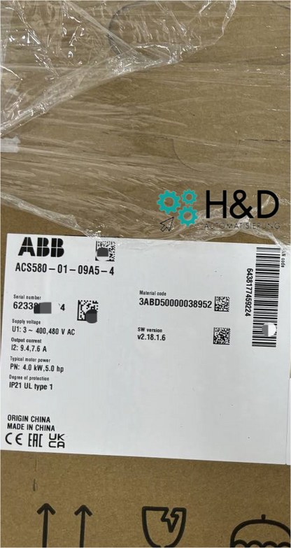 ACS580-01-09A5-4 Inversor ABB PN: 4,0 kW, IN: 9,4 A 【Nuevo y sellado】