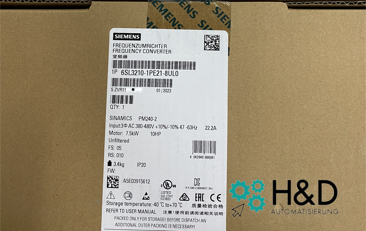 6SL3210-1PE21-8UL0 SIEMENS SINAMICS Power Module PM240-2 Nuevo y sellado