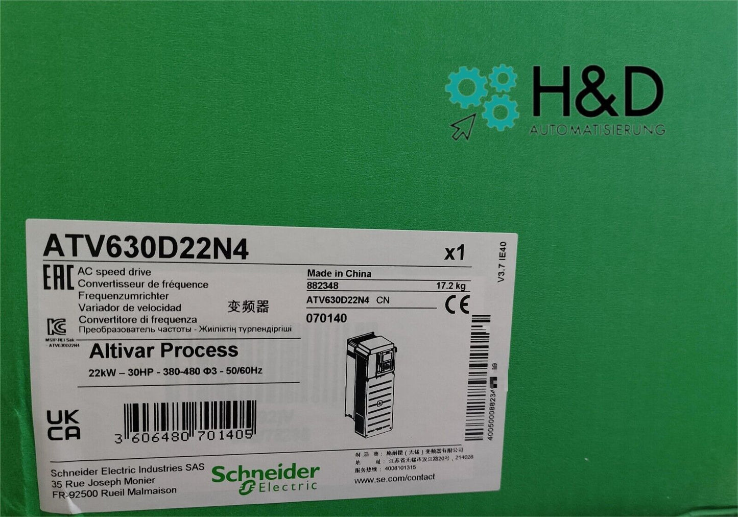 ATV630D22N4  Schneider Electric  Inverter  22kW  New and Sealed