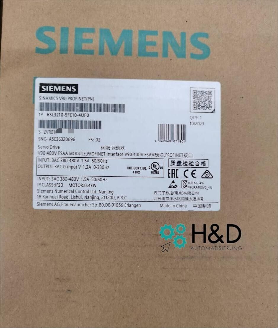 6SL3210-5FE10-4UF0 SIEMENS SINAMICS V90 Nuevo y Sellado