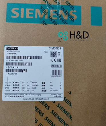 Siemens SIMOTICS S-1FL6 (1FL6042-2AF21-1AB1) – Synchron-Servomotor mit Inkrementalgeber, Haltebremse und IP65-Schutz