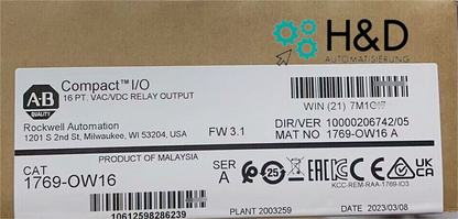 1769-OW16 Módulo de relé Allen-Bradley CompactLogix de 6 puntos D/O nuevo y sellado