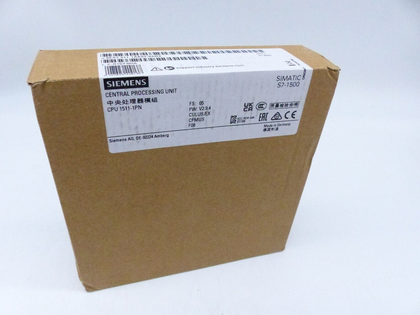 6ES7511-1AK02-0AB0  Siemens  SIMATIC S7-1500, CPU 1511-1 PN  New and Sealed