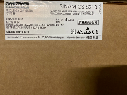 6SL3210-5HE10-8UF0 SIEMENS SINAMICS S210 Nuevo y Sellado