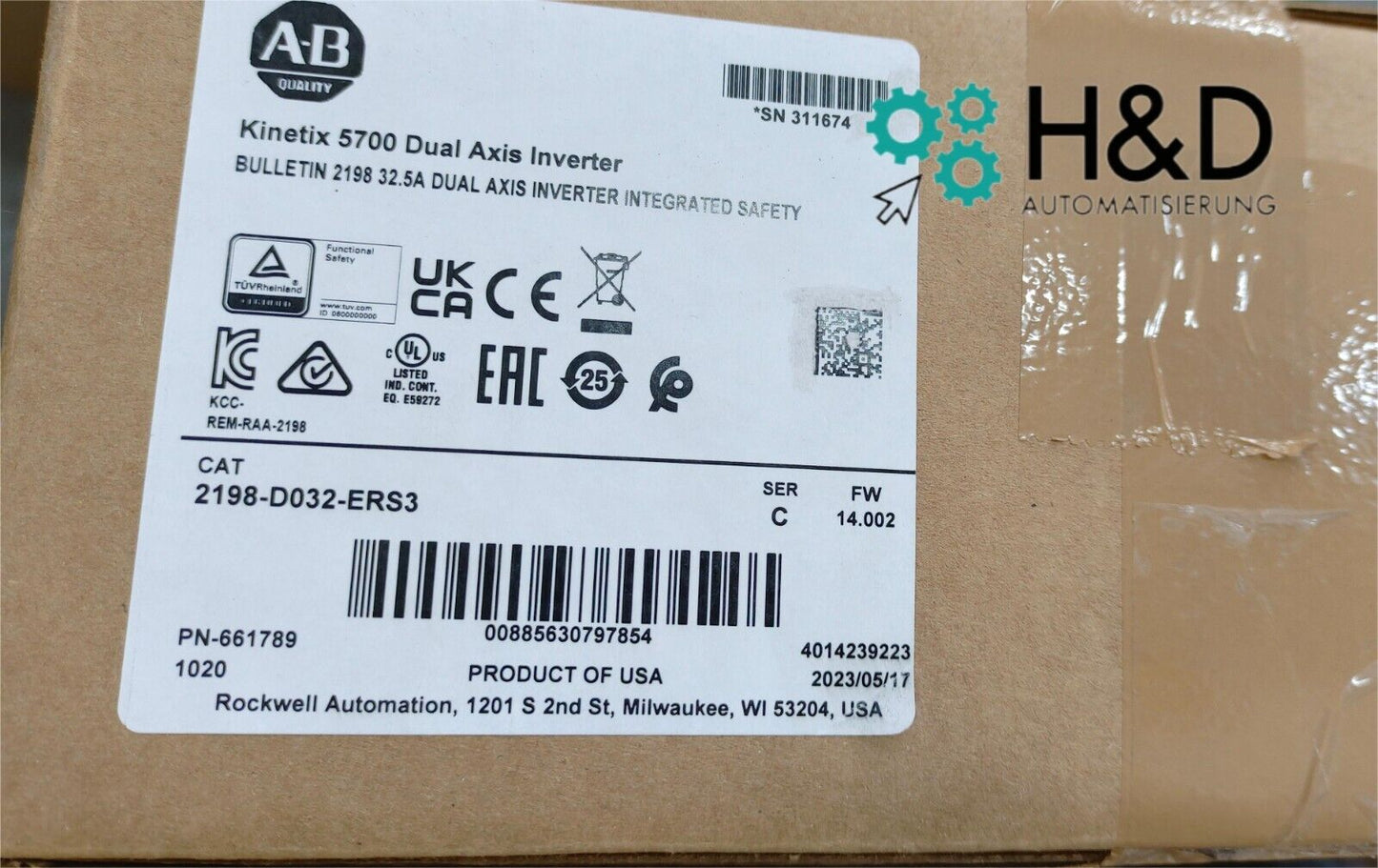 2198-D032-ERS3 Inversor de doble eje Allen-Bradley Kinetix 5700 【Nuevo y sellado】