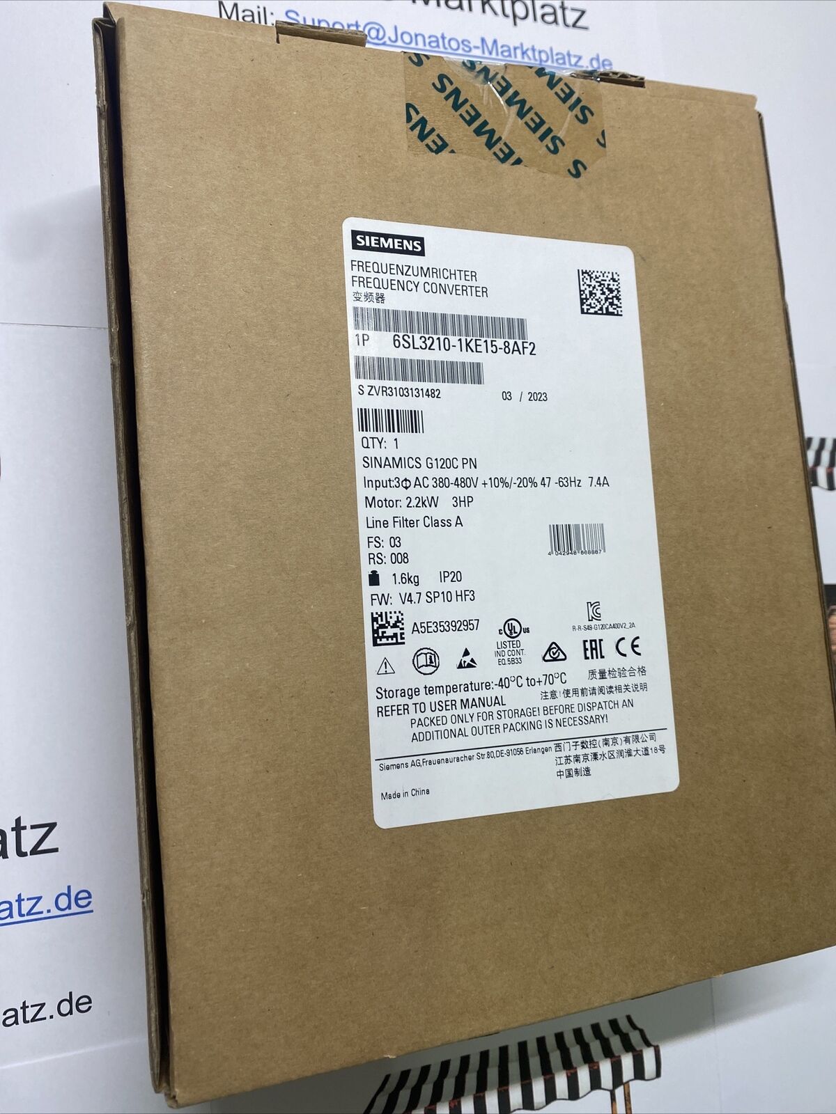 6SL3210-1KE15-8AF2  SIEMENS Inverter SINAMICS G120C 2,2KW  New and Sealed