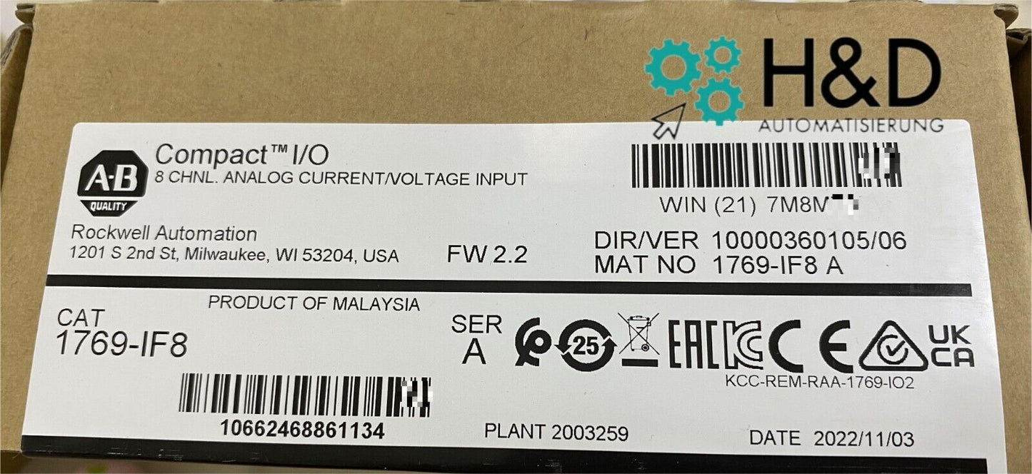 Módulo de entrada analógica 1769-IF8 Allen-Bradley nuevo y sellado