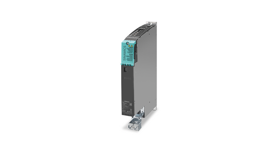 Siemens SINAMICS S120 Dual Motor Module (6SL3120-2TE13-0AD0) – Input: DC 600V, Output: 3AC 400V, 3A/3A, Design: Booksize D-Type, internal air cooling, optimized pulse patterns, extended Safety Integrated functions including DRIVE-CLiQ cable.