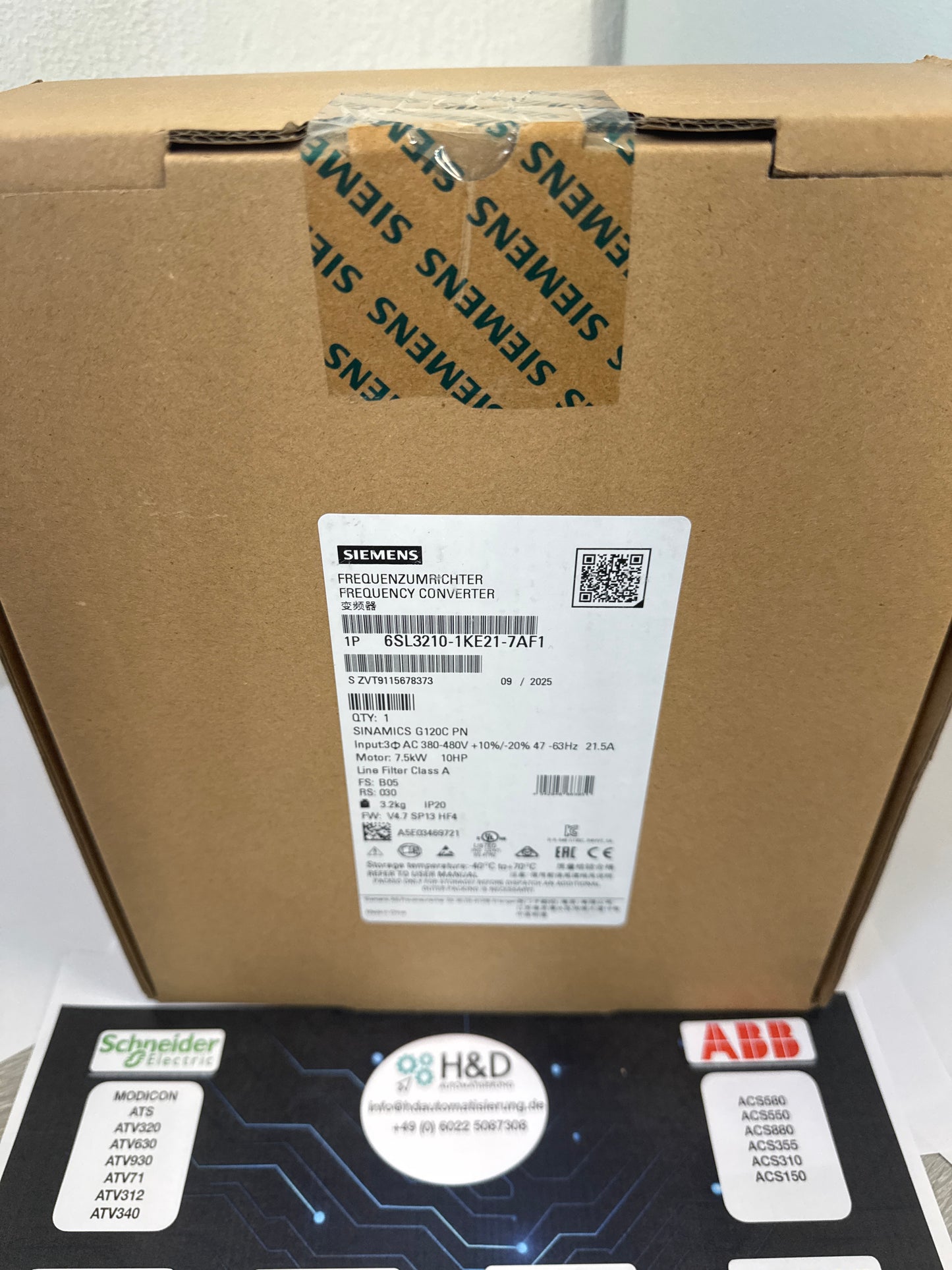 Sinamics G120C 6SL3210-1KE21-7AF1 – Variateur de fréquence (7,5 kW, 3AC 380–480 V, PROFINET, STO, IP20)