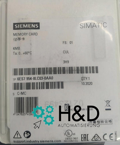 Siemens SIMATIC S7 Carte mémoire 4 MB Flash (6ES7954-8LC03-0AA0)