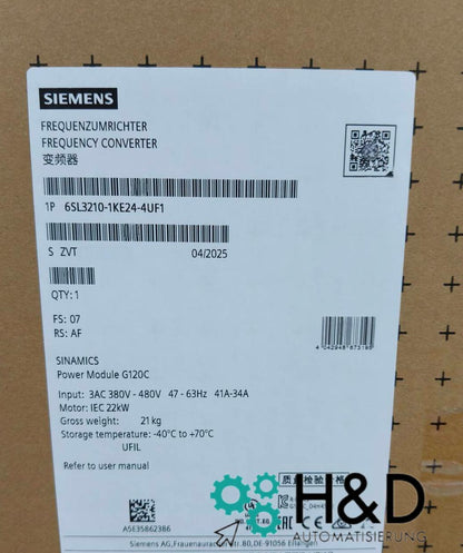 Siemens SINAMICS G120C 6SL3210-1KE24-4UF1 | 22kW Power Module unfiltered with PROFINET & Safe Torque Off
