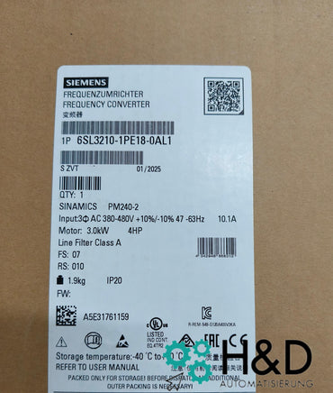 SINAMICS G120C 6SL3210-1PE18-0AL1 – Frequenzumrichter (5,5 kW, 150% Überlast, PROFINET, Safe Torque Off)