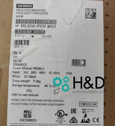 6SL3210-1PE31-8UL0 SIEMENS  SINAMICS G120 POWER MODULE PM240-2  New and Sealed