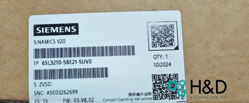 6SL3210-5BE21-5UV0  Siemens  SINAMICS V20 380-480 V  New and Sealed