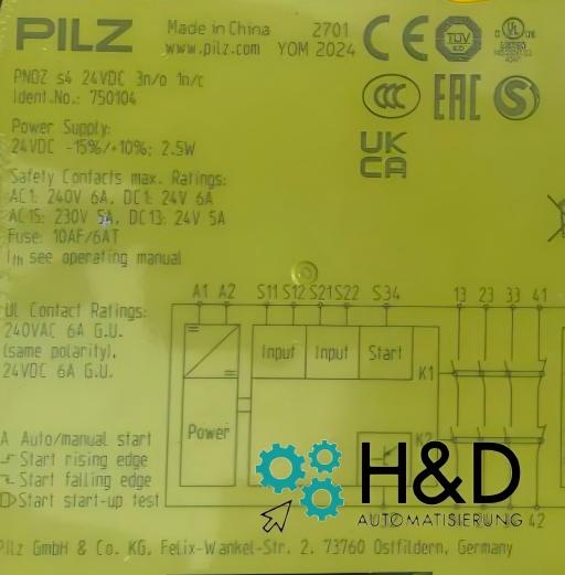 PILZ PNOZ s4 24VDC 3 n/o 1 n/c 750104 neuf scellé