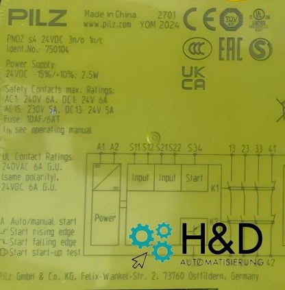 PILZ PNOZ s4 24VDC 3 n/o 1 n/c 750104 neuf scellé