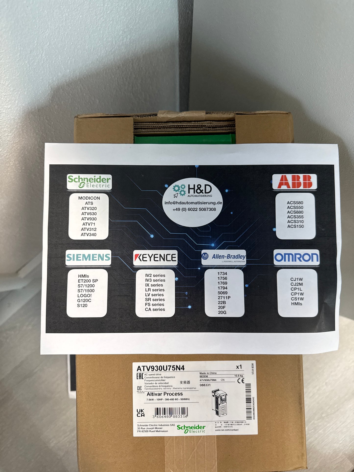ATV930U75N4    Variateur de fréquence Schneider Electric, ATV930, 7,5kW, 400/480V, avec module de freinage, IP21