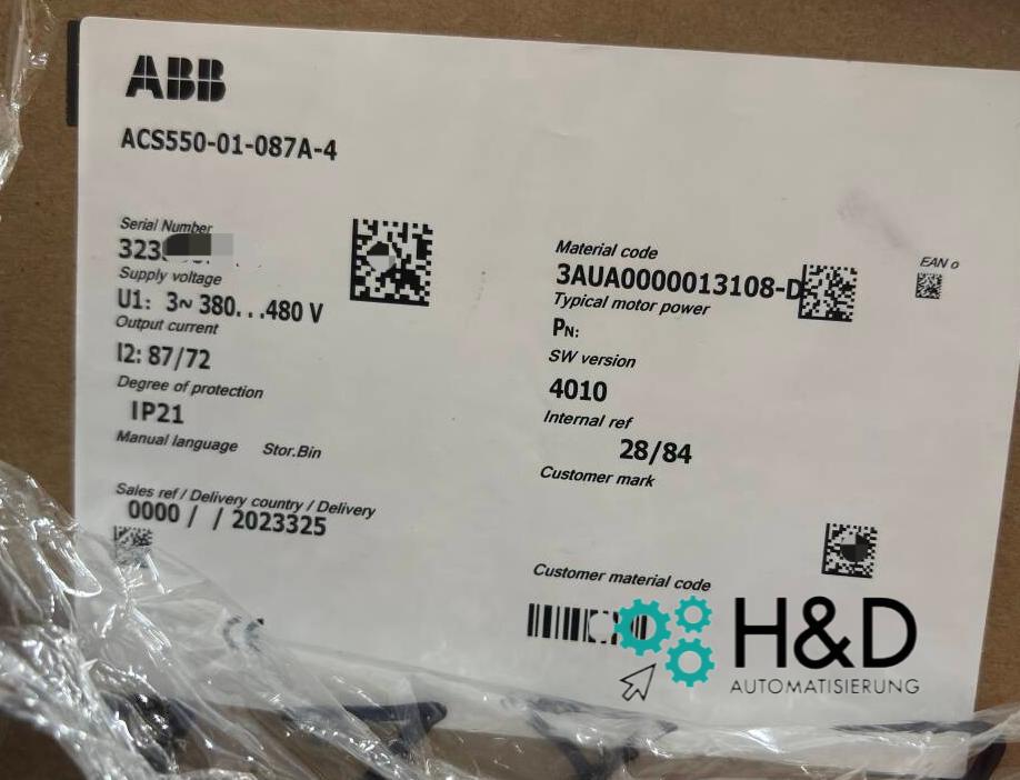 ACS550-01-087A-4   ABB  Inverter  45kW 87A,380V,IP54 【New and Sealed】