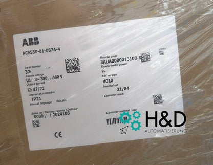 ABB ACS550-01-087A-4 – Falownik – 45 kW – 87 A – 380 V – IP54 – Nowy i zaplombowany