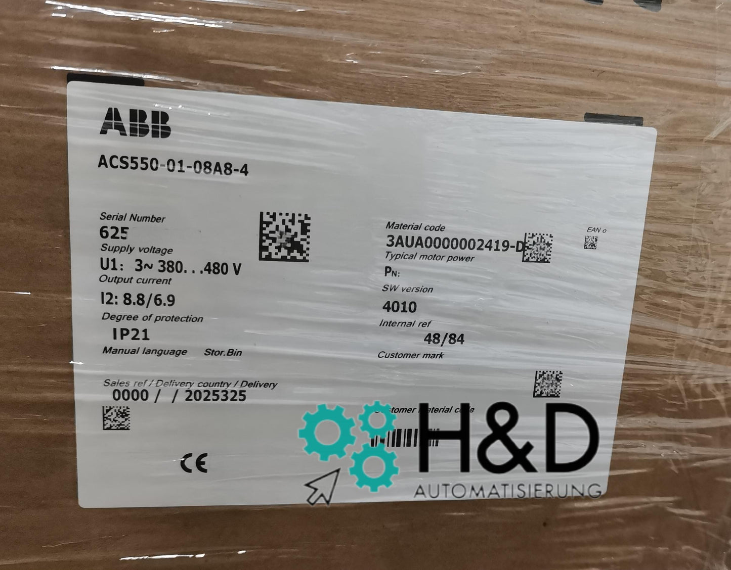 ABB ACS550-01-08A8-4 – Inverter – 4,0 kW – 8,8 A – 380 V – IP21 – Neu und versiegelt