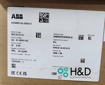 ABB ACS880-01-03A3-3 – Inverter – PN: 1,1 kW, IN: 3,3 A, IP20 – Neu und versiegelt