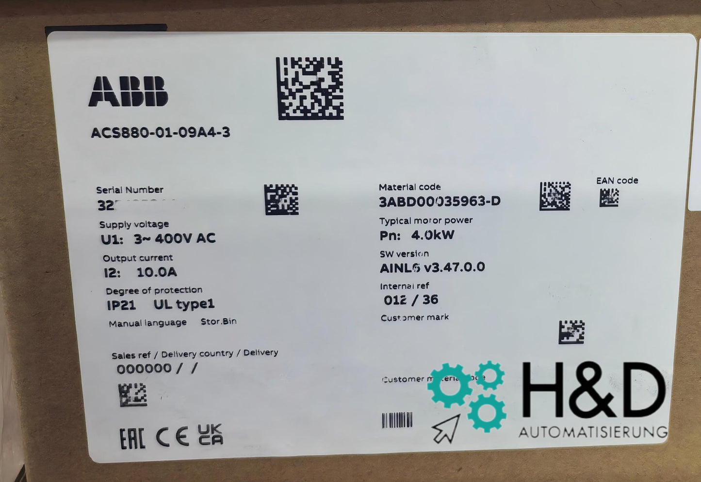 ABB ACS880-01-09A4-3 Frequenzumrichter 4kW 400V 10A Neu & versiegelt