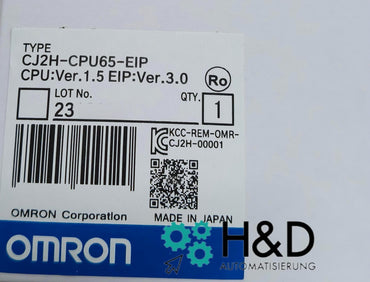 Omron CJ2H‑CPU65‑EIP PLC CPU | 100 K passi | EtherNet/IP integrato