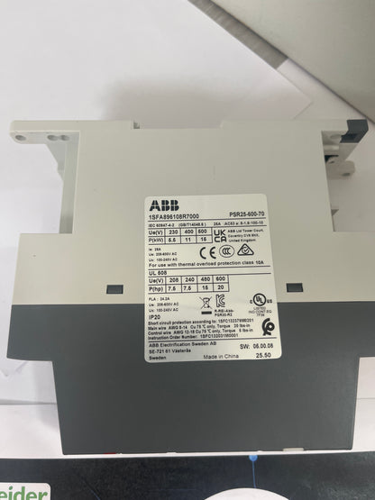 ABB PSR25-600-70 Arrancador suave 25A 208-600V CA 11kW Nuevo y sellado