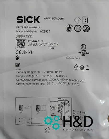 GTB6-P4231  Sick   Photoelectric Sensor  1079712  New and Sealed