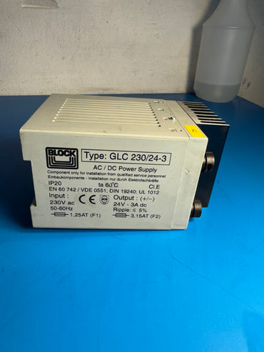Block GLC 230/24-3 230VAC/ 24VDC 3A Power Supply