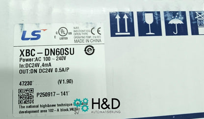 LS XBC-DN60SU SPS | 60 I/O, 32 DC-Eingänge, 28 Transistor-Ausgänge, 15K Schritte, USB